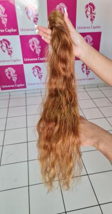 Imagem de Rabo De Cavalo Cabelo Humano Liso Ondulado Loiro Mel 65cm