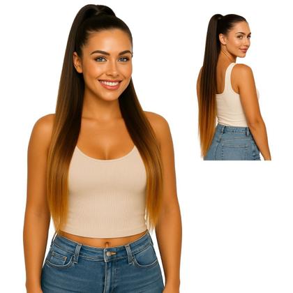 Imagem de Rabo de Cavalo Cabelo Liso Modelo Marília Ser Mulher Yaki Straight Bio Vegetal Fibra Futura 70 cm 150 gramas