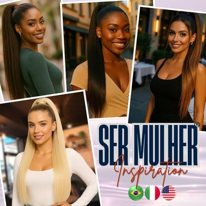 Imagem de Rabo de Cavalo Cabelo Liso Modelo Marília Ser Mulher Yaki Straight Bio Vegetal Fibra Futura 70 cm 150 gramas