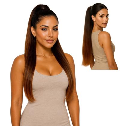 Imagem de Rabo de Cavalo Cabelo Liso Modelo Marília Ser Mulher Yaki Straight Bio Vegetal Fibra Futura 70 cm 150 gramas