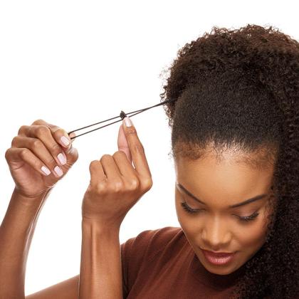 Imagem de Rabo de Cavalo Cabelo Natural Cacheado 40cm Textura Curly De Benguela 100g, Castanho Escuro