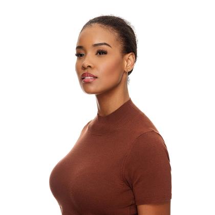 Imagem de Rabo de Cavalo Cabelo Natural Cacheado 40cm Textura Curly De Benguela 100g, Castanho Escuro