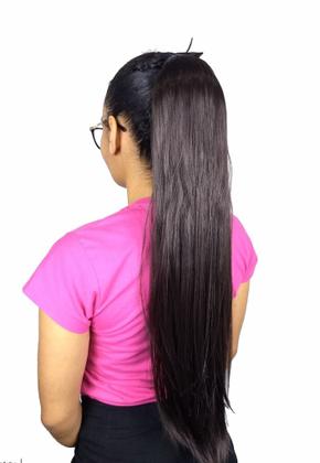 Imagem de Rabo De Cavalo Com Fita Liso Castanho Chocolate 8 Fibra.