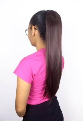 Imagem de Rabo De Cavalo Com Fita Liso Castanho Claro 4 Fibra Futura