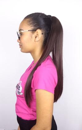 Imagem de Rabo De Cavalo Com Fita Liso Castanho Claro 4 Fibra Futura