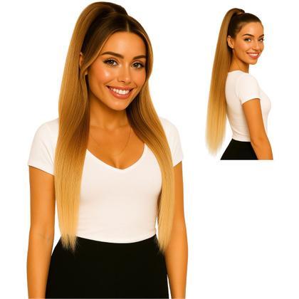 Imagem de Rabo de Cavalo Liso Ser Mulher Cabelo Yaki Straight Bio Vegetal Fibra Futura 70 cm 150 gramas Modelo Marilia Regulável