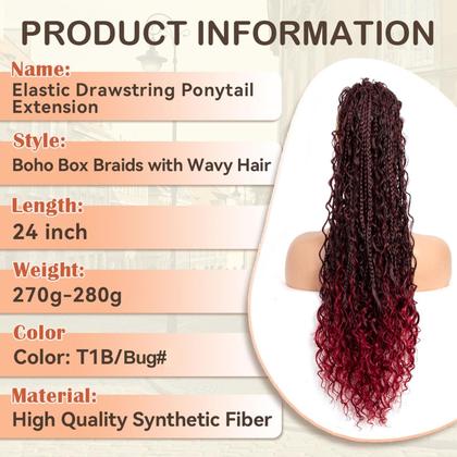 Imagem de Rabo de cavalo Lovenea Drawstring 60 cm Boho Box Braids sintético