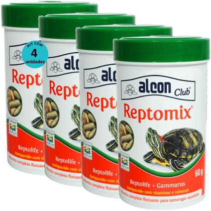 Imagem de Ração Alcon Club Reptomix 60g Para Tartarugas Aquáticas Kit Com 4