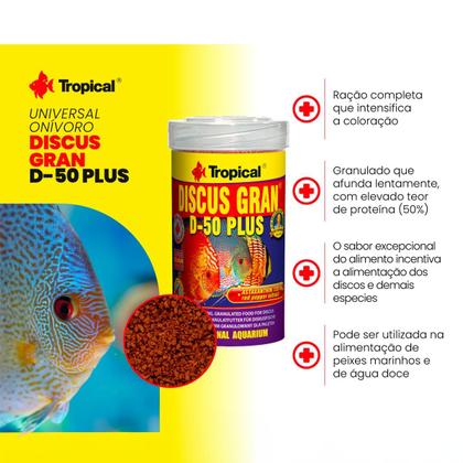 Imagem de Ração Discus Gran D50 Tropical 132g em Grãos para Peixes