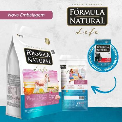 Imagem de Ração Fórmula Natural Super Premium Life para Cães Adultos de Portes Mini e Pequeno Sabor Frango e Linhaça 15kg