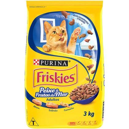 Imagem de Ração Friskies Purina Seca Para Gatos Adultos Peixes E Frutos Do Mar 3Kg