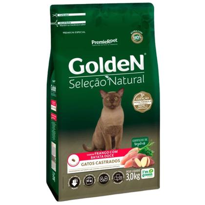 Imagem de Ração Golden Seleção Natural para Gatos Castrados Sabor Frango com Batata Doce 3 kg