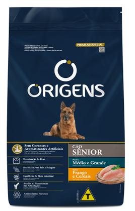 Imagem de Ração Origens Cães Sênior Portes Médio E Grande Sabor Frango E Cereais 15 kg