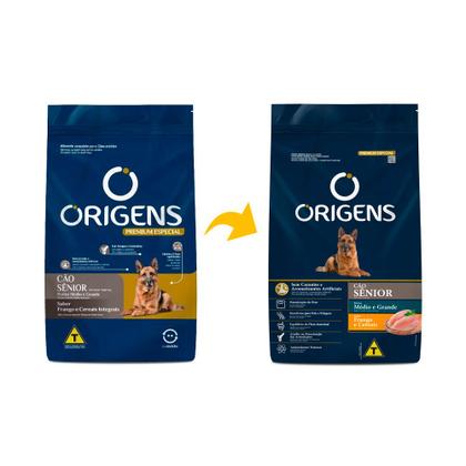 Imagem de Ração Origens para Cães Sênior de Porte Médio e Grande Sabor Frango e Cereais Integrais - 15kg