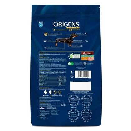 Imagem de Ração para Cães Adultos Pequeno Porte Origens Premium Especial Sabor Frango e Cereais 3Kg