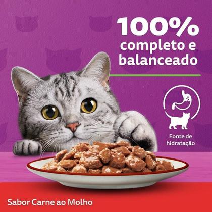 Imagem de Ração para Gato Whiskas Adulto Sachê Carne 85g - Embalagem com 20 Unidades