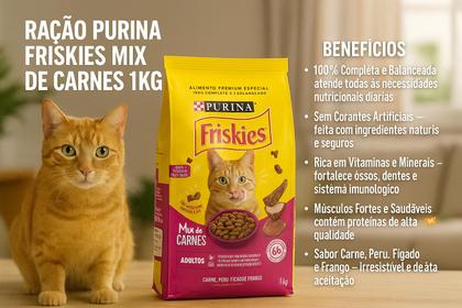 Imagem de Ração para Gatos Purina Friskies Mix de Carnes 1kg