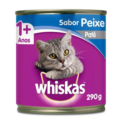 Imagem de Ração para Gatos Whiskas Adulto 1+ Anos Patê Sabor Peixe Lata 290g