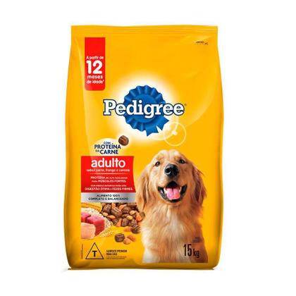 Imagem de Ração Pedigree para Cães Adultos de Porte Médio e Grande Sabor Carne, Frango e Cereais - 15Kg