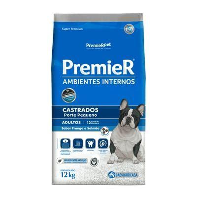 Imagem de Ração Premier Ambientes Internos Cães Adultos Castrados Raças Pequenas Frango e Salmão 12Kg