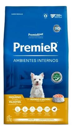 Imagem de Ração Premier Cães Filhotes De Raças Pequenas Ambientes Internos Sabor Frango E Salmão 12kg