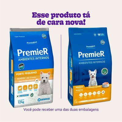 Imagem de Ração Premier Cães Filhotes De Raças Pequenas Ambientes Internos Sabor Frango E Salmão 12kg