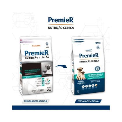 Imagem de Ração Premier Nutrição Clínica Cães Adultos e Filhotes Pequeno Porte Hipoalergênico Proteína Hidrolisada e Mandioca 2kg