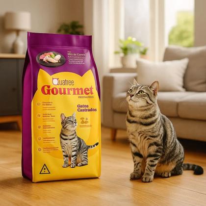 Imagem de Ração Quatree Gourmet para Gatos Adultos Castrados Sabor Mix de Carnes 10kg Quantidade:02un 10,1kg