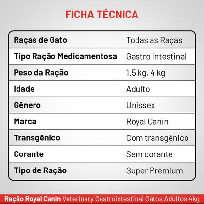 Imagem de Ração Royal Canin Veterinary Diet Gastrointestinal Gatos com Doenças Intestinais 4 Kg