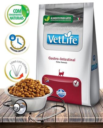 Imagem de Ração Seca Vet Life Natural Feline Gastro-Intestinal para Gatos Adultos com Dificuldades Digestórias - 2Kg