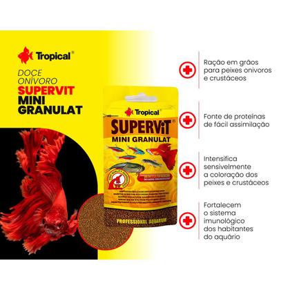 Imagem de Ração Supervit Mini Granulat Tropical 10g Grãos Pequenos para Peixes