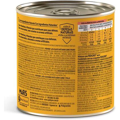 Imagem de Ração Úmida Pedigree Lata para Cães Filhotes Sabor Carne e Frango Patê 280g