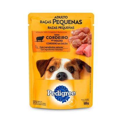 Imagem de Ração Úmida Pedigree Sachê Cordeiro ao Molho para Cães Adultos de Raças Pequenas 100 g