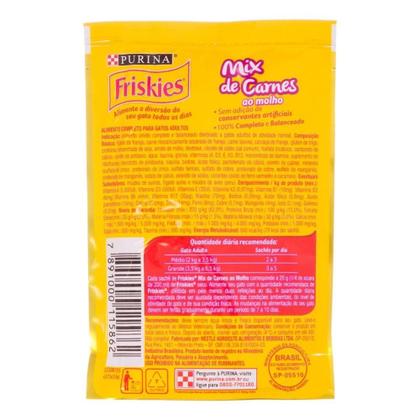 Imagem de Ração Úmida Purina Friskies Para Gatos Adultos Mix Carnes Ao Molho 85G