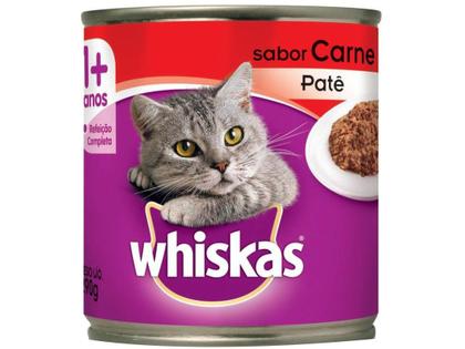 Imagem de Ração Úmida Whiskas Lata Patê Carne 290g Gatos Adultos