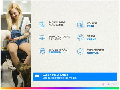 Imagem de Ração Úmida Whiskas Lata Patê Carne 290g Gatos Adultos