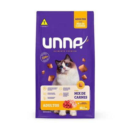 Imagem de Ração Unna para Gatos Adultos Mix de Carnes 10,1kg - Solito