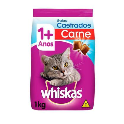 Imagem de Ração Whiskas para Gatos Adultos Castrados Sabor Carne - 1kg