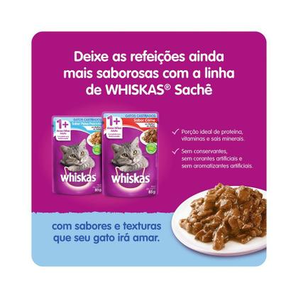 Imagem de Ração Whiskas para Gatos Adultos Castrados Sabor Carne - 2,7Kg