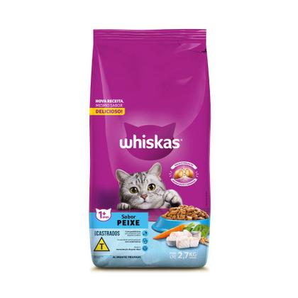 Imagem de Ração Whiskas para Gatos Adultos Castrados Sabor Peixe - 2,7kg