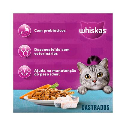Imagem de Ração Whiskas para Gatos Adultos Castrados Sabor Peixe - 2,7kg