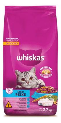 Imagem de Ração Whiskas Para Gatos Adultos Sabor Peixe - 2,7kg