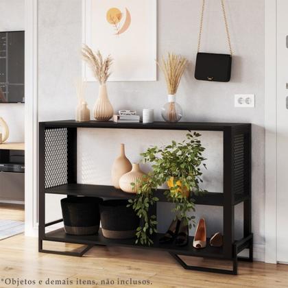 Imagem de Rack 180 Cm Gaveta Aparador 130 Cm Industrial 17X21 Preto Mell PP