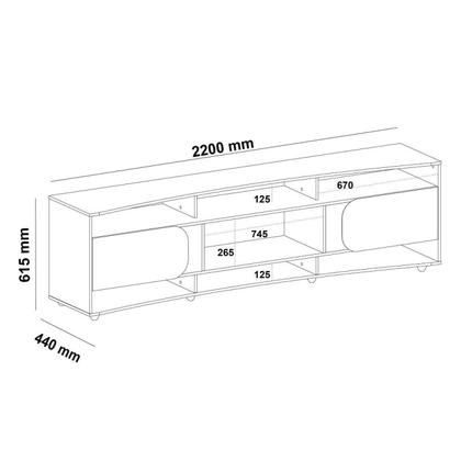 Imagem de Rack 220cm com Suporte Para TV até 86 Polegadas com 2 Portas Porto