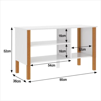 Imagem de Rack 43 Polegadas 90cm Com 3 Prateleiras Asteca - Branco E Cedro Branco E Cedro