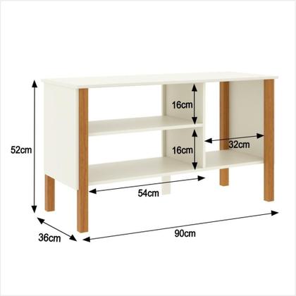 Imagem de Rack 43 Polegadas 90cm Com 3 Prateleiras Asteca - Off White E Cedro