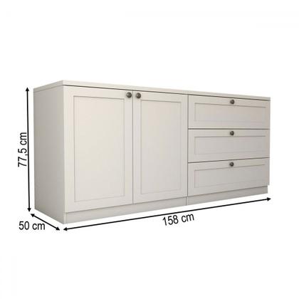 Imagem de Rack Americano 2 Portas 3 Gavetas 100% Mdf Branco Fosco - Panorama Móveis