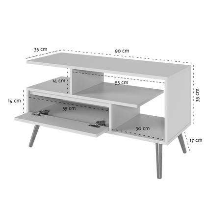 Imagem de Rack Aparador Estante para Tv 55 Polegadas com Porta Nicho Prateleira Pés Palito Retro