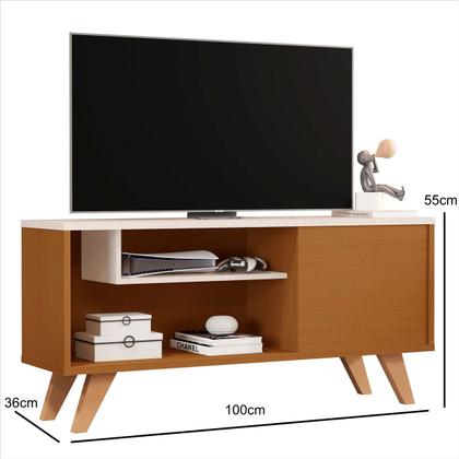 Imagem de Rack Aparador Sala Moderno TV Ate 43 Polegadas Hector Cor - Nature / Off White - MJM Casa dos Móveis