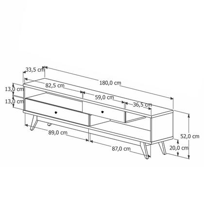 Imagem de Rack Bancada 5232 180 cm TV até 75" com Pés Madeira Maciça